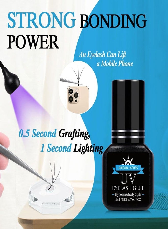 ARISON LASHES UV Eyelash Extension Glue Extra Powerful Eyelash Glue 0.5-1 Sec Drying Time 8-9 Weeks Retention Maximum Adhesion for Semi-Permanent Extensions Professional Use Only (Hyposensitivity Style) - Image 2