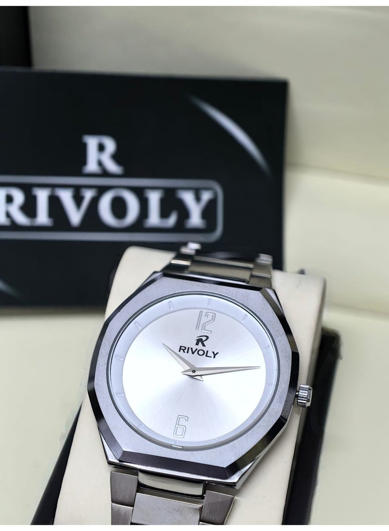 Rivoly Men's Stainless Steel Analog Quartz Watch, Easy to Read Fashion Design Waterproof Classic Luxury. - Image 2