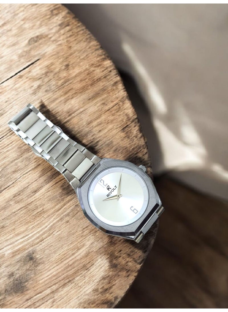 Rivoly Men's Stainless Steel Analog Quartz Watch, Easy to Read Fashion Design Waterproof Classic Luxury. - Image 4