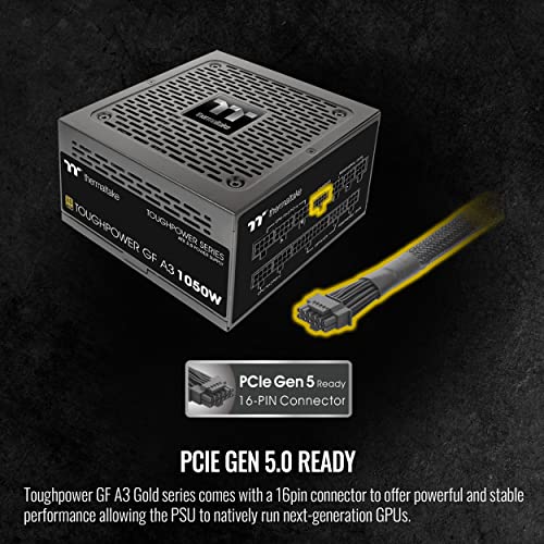Thermaltake Toughpower GF A3 1050W, True 600W 12VHPWR Connectors on PSU & NVIDIA RTX 40 Series, ATX 3.0/PCI-E 5.0, 80+ Gold, SLI/Crossfire Ready Power Supply, PS-TPD-1050FNFAGU-L, 10 Year Warranty - Image 4