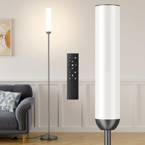 Ambimall LED Floor Lamp with Remote Control, 65" Standing lamp with Stepless Adjustable 3000K-6500K Colors & 30-100% Brightness, Foot Switch(Deep Grey) - Image 1