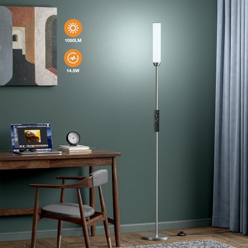 Ambimall LED Floor Lamp with Remote Control, 65" Standing lamp with Stepless Adjustable 3000K-6500K Colors & 30-100% Brightness, Foot Switch(Deep Grey) - Image 4