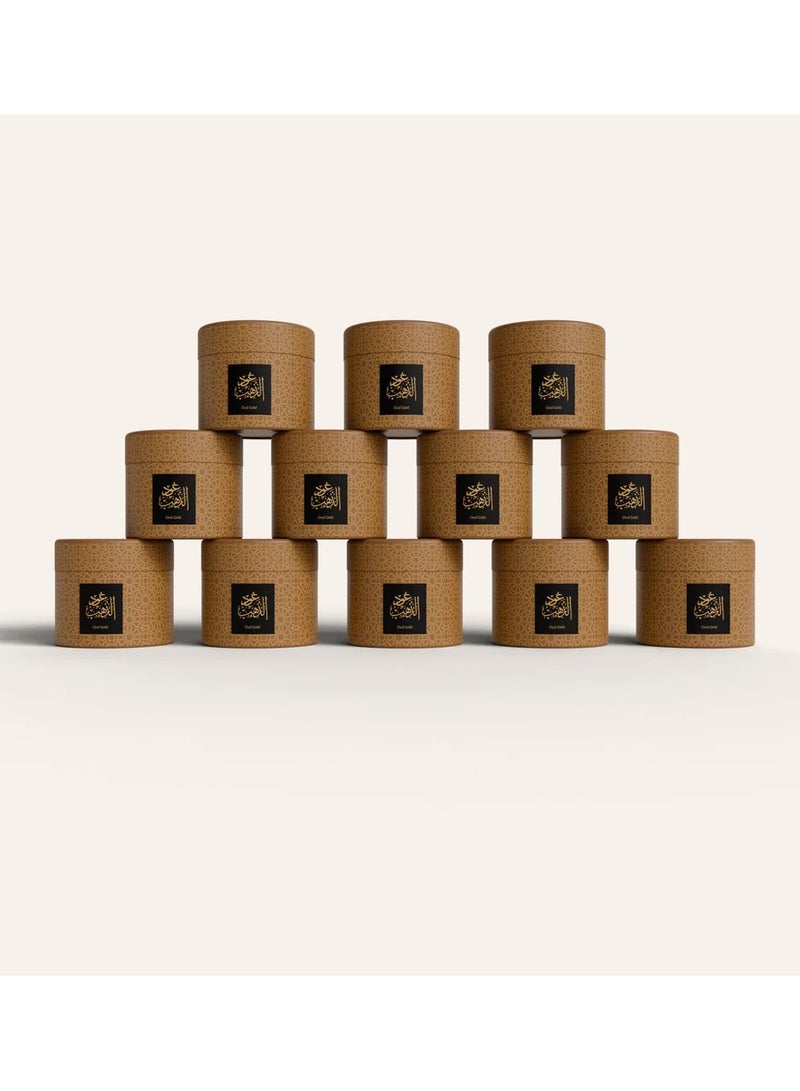عود لافر توزيعات بخور عود الذهب الفاخر 12 عبوة 10 جرام برائحة فاخرة تدوم طويلاً للمناسبات والاستخدام الشخصي - Image 1