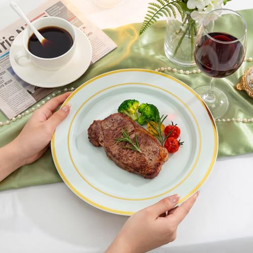 NOCCUR 200PCS Sage Green Plastic Plates for 100 Guests - Include 100PCS 10" Dinner/ 100PCS 7" Dessert Plastic Plates Heavy Duty - Ideal for Wedding&Party - Image 5