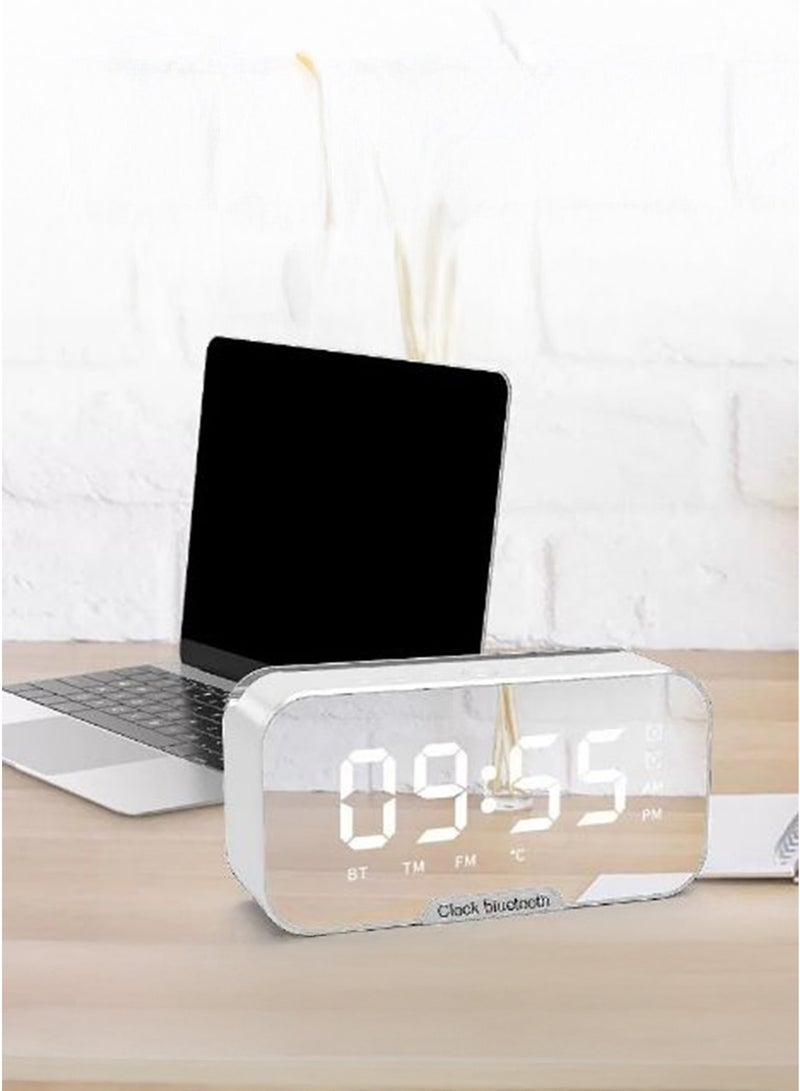 Multi-function Retro Bluetooth Loudspeaker With Clock White - Image 1