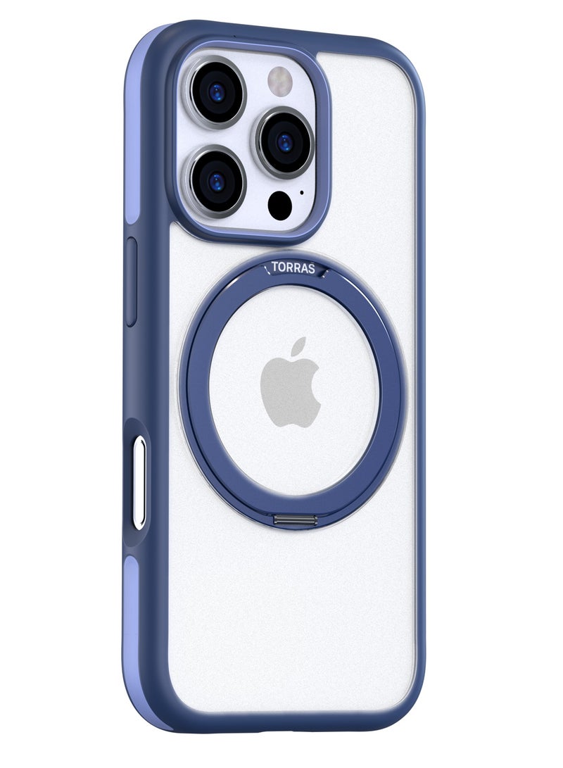 TORRAS Upgraded 360°Rotatable Magnetic Ring for iPhone 16 Pro Max Case, Fit for MagSafe with Stand & Ring Holder, 16FT Mil-Grade Shockproof, Protective Kickstand, Translucent,  for iPhone 16 Pro Max Phone Case Ostand R Fusion, Blue Navy Blue - Image 4