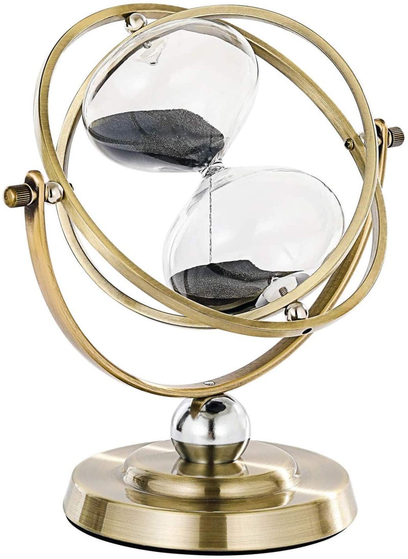 SuLiao SuLiao Large Brass Hourglass Timer 60 Minutes Antique Rotating Black Sand Clock Vintage Reloj De Arena Metal Sand Watch 60 Min Unity 1 Hour Glass Sandglass for Gifts Home Desk Office Decor 