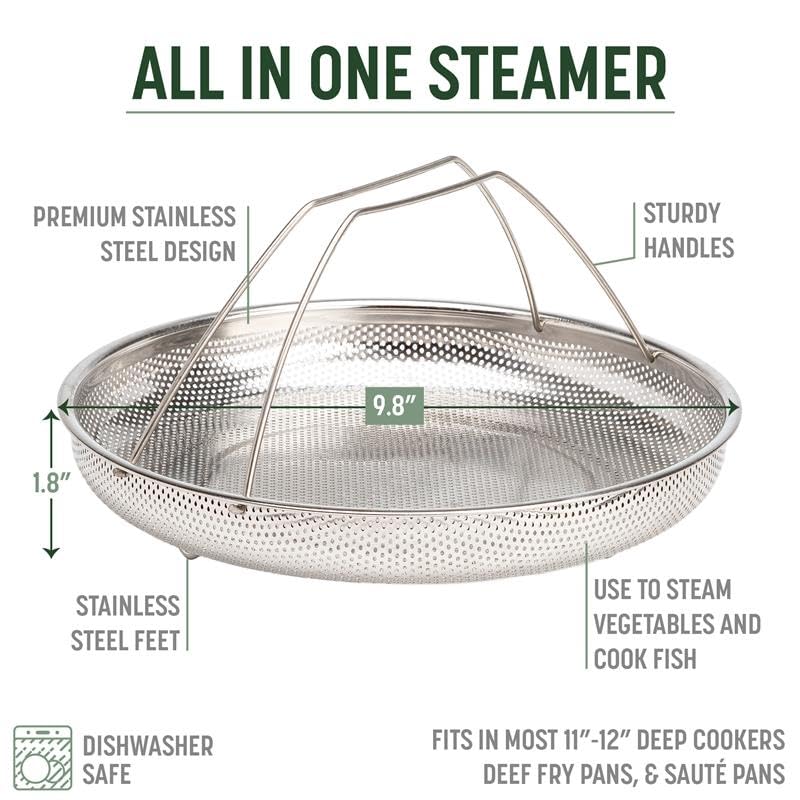 Goodful All-In-One Pan Steamer Basket, Premium Stainless Steel Construction, Dishwasher Safe, Perfect for Steaming Vegetables, Full Handle for Easy Use - Image 5
