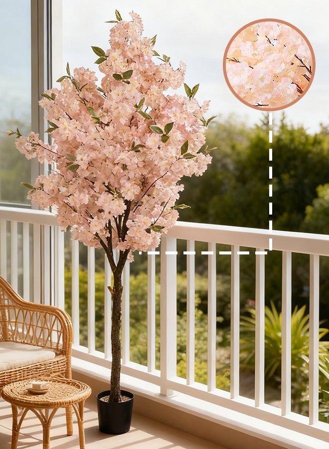 Sharpdo Artificial Tree - 180cm Cherry Blossom, Tall Lifelike Pink Sakura Plant in Pot with Stable Base, Home Decor for Living Room Corner, Modern Office and Wedding - Image 4
