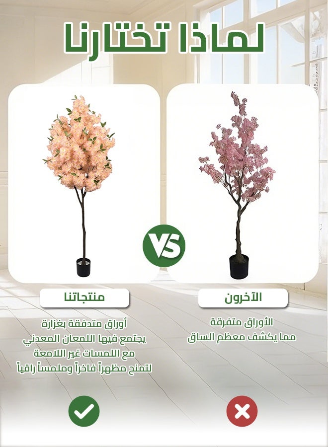 Sharpdo Artificial Tree - 180cm Cherry Blossom, Tall Lifelike Pink Sakura Plant in Pot with Stable Base, Home Decor for Living Room Corner, Modern Office and Wedding - Image 5