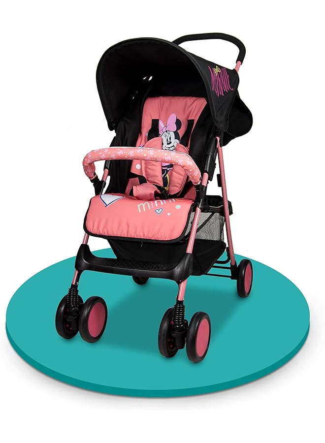 Minnie Mouse Lightweight Picnic Stroller + Storage Cabin 0 36 Months Compact Design Rear Breaks - Image 1