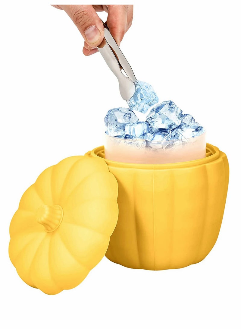 Excefore Ice Cube Tray Silicone Pumpkin Ice Cube Maker Mold for Freezer, Mini Ice Bucket with Container Making 60pcs Ice Cube for Cooling Coffee and Coke - Image 1