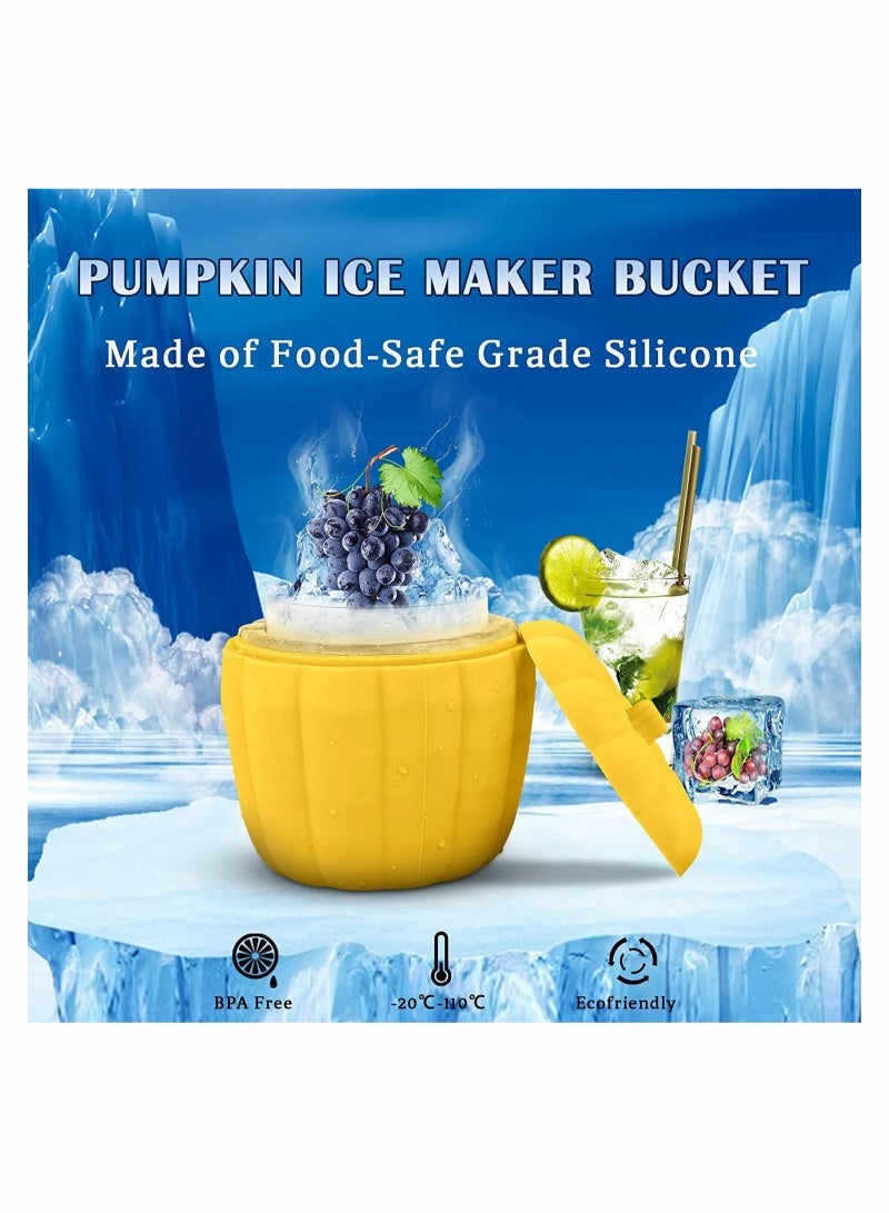 Excefore Ice Cube Tray Silicone Pumpkin Ice Cube Maker Mold for Freezer, Mini Ice Bucket with Container Making 60pcs Ice Cube for Cooling Coffee and Coke - Image 5