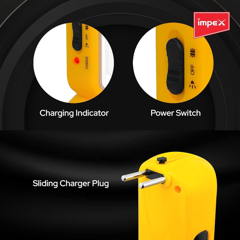 Impex 2 in 1 Rechargeable LED Flashlight with Emergency Lamp | 1600 mAh Battery | Multi Purpose Tourch Light | Lamp and Torch Light | 6 Months Warranty | Lumin A2 - Image 4