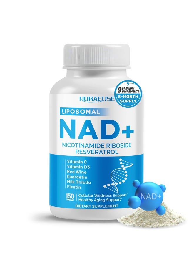 NURAFUSE Liposomal NAD+ Trans-Resveratrol with Red Wine Milk Thistle Quercetin Fisetin - Healthy Aging Support - Made and Tested in The USA - Image 1
