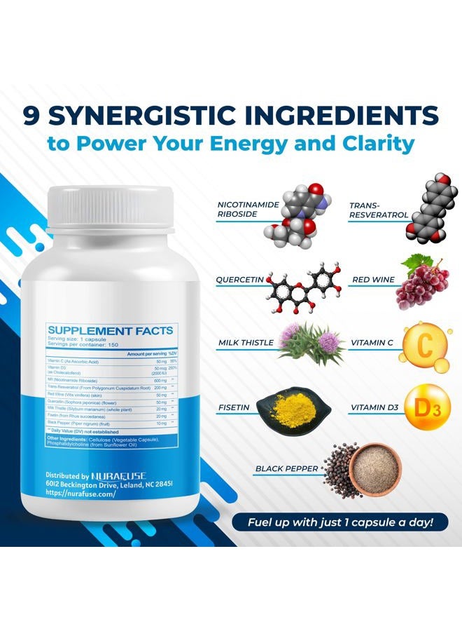 NURAFUSE Liposomal NAD+ Trans-Resveratrol with Red Wine Milk Thistle Quercetin Fisetin - Healthy Aging Support - Made and Tested in The USA - Image 4