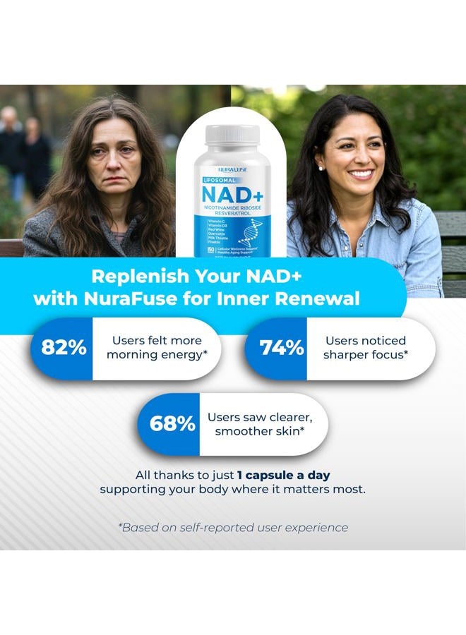 NURAFUSE Liposomal NAD+ Trans-Resveratrol with Red Wine Milk Thistle Quercetin Fisetin - Healthy Aging Support - Made and Tested in The USA - Image 3