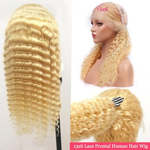 Smartinnov Blonde Virgin Human Hair Wigs Water Wave 18Inch 150% 13x6 Lace Frontal Wigs Deep Parting with Baby Hair Pre Plucked Natural Hairline Wet and Wavy Hair Wig Deep Wave 613 Lace Wigs(Can Be Dyed) - Image 2