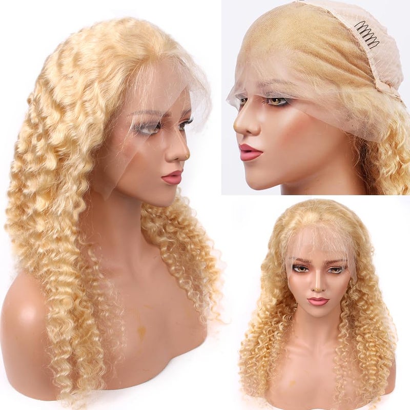 Smartinnov Blonde Virgin Human Hair Wigs Water Wave 18Inch 150% 13x6 Lace Frontal Wigs Deep Parting with Baby Hair Pre Plucked Natural Hairline Wet and Wavy Hair Wig Deep Wave 613 Lace Wigs(Can Be Dyed) - Image 3