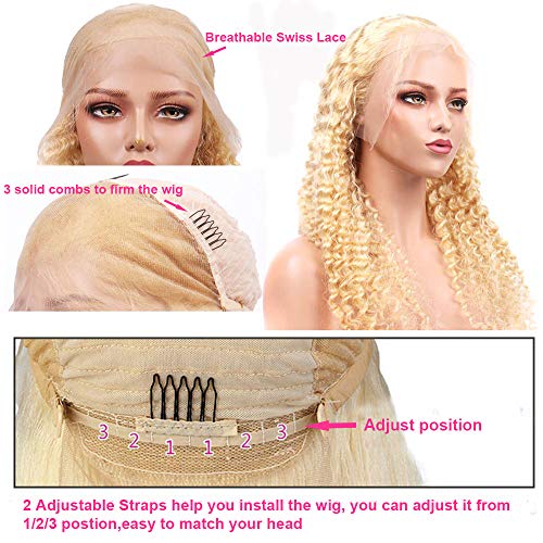 Smartinnov Blonde Virgin Human Hair Wigs Water Wave 18Inch 150% 13x6 Lace Frontal Wigs Deep Parting with Baby Hair Pre Plucked Natural Hairline Wet and Wavy Hair Wig Deep Wave 613 Lace Wigs(Can Be Dyed) - Image 4