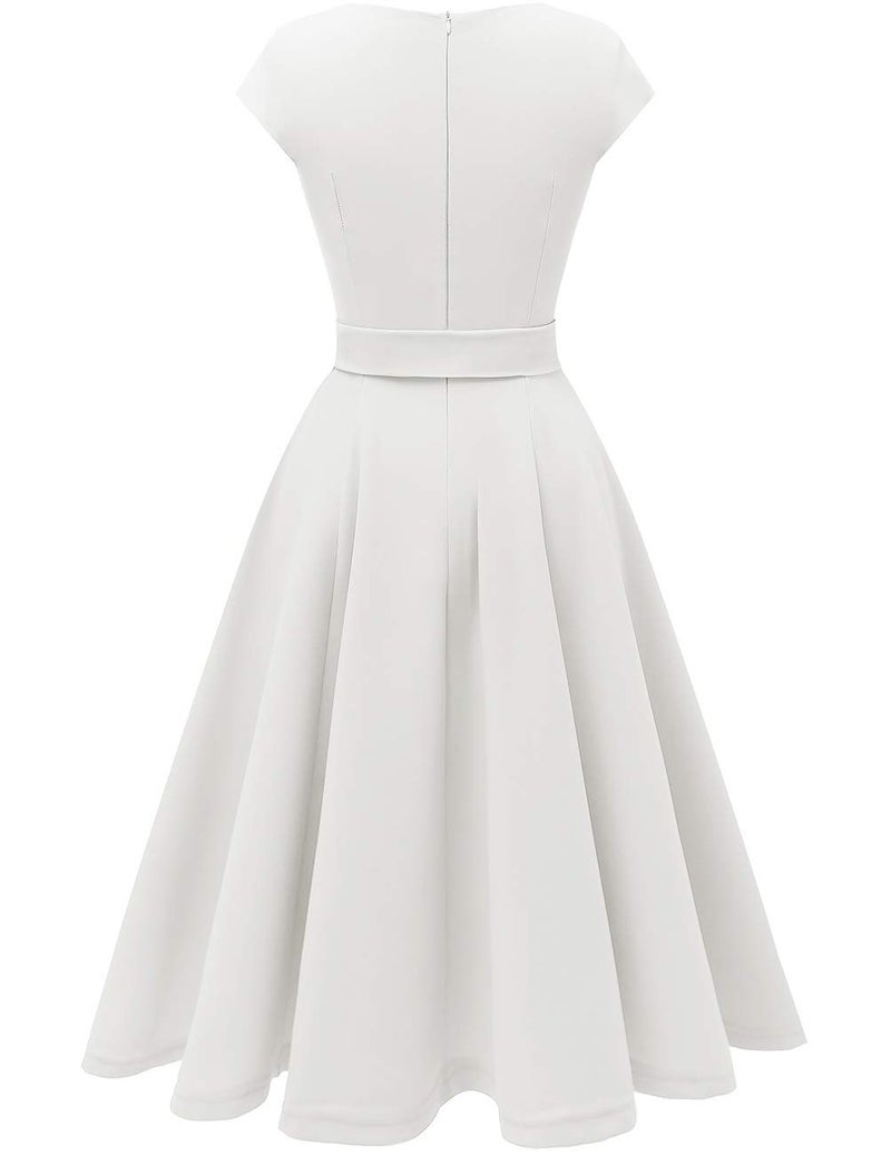 DRESSTELLS Women's Coctail Dresses 2026, White Church Wedding Formal Engagement Confirmation Spring Easter Summer Graduation Party Dress for Teen 2XL - Image 5
