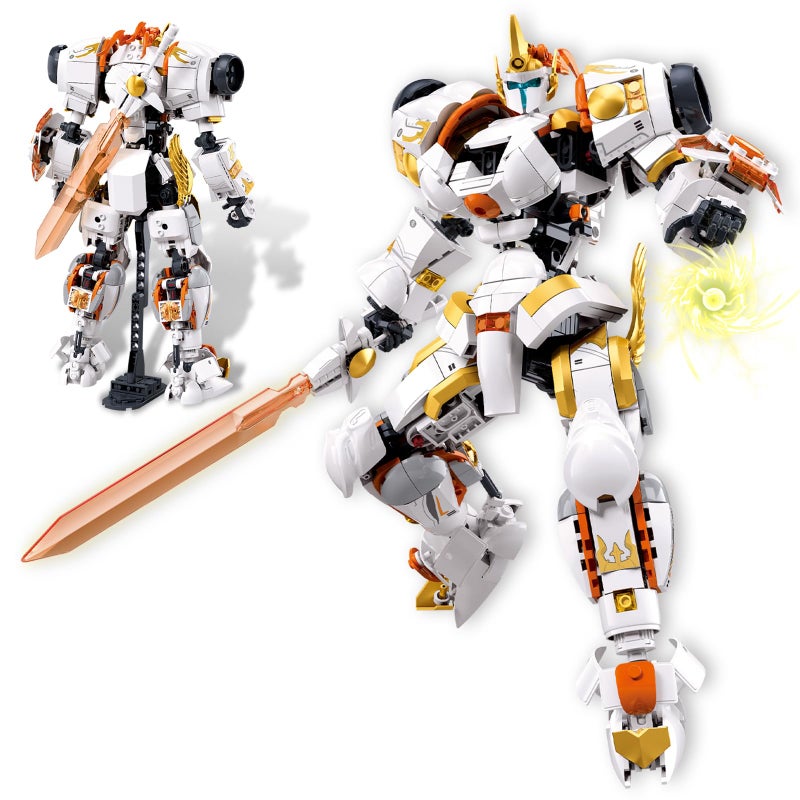 HIGH GODO Warrior Mech Robot Building Set Long Swords Shields Samurai Mech Model Kit Creative City Justice Hero Ninja Gifts for Adults Teens 14 695PCS - Image 3