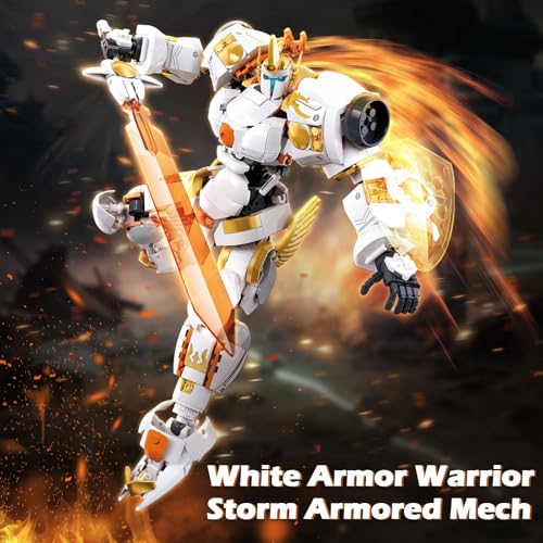HIGH GODO Warrior Mech Robot Building Set Long Swords Shields Samurai Mech Model Kit Creative City Justice Hero Ninja Gifts for Adults Teens 14 695PCS - Image 5