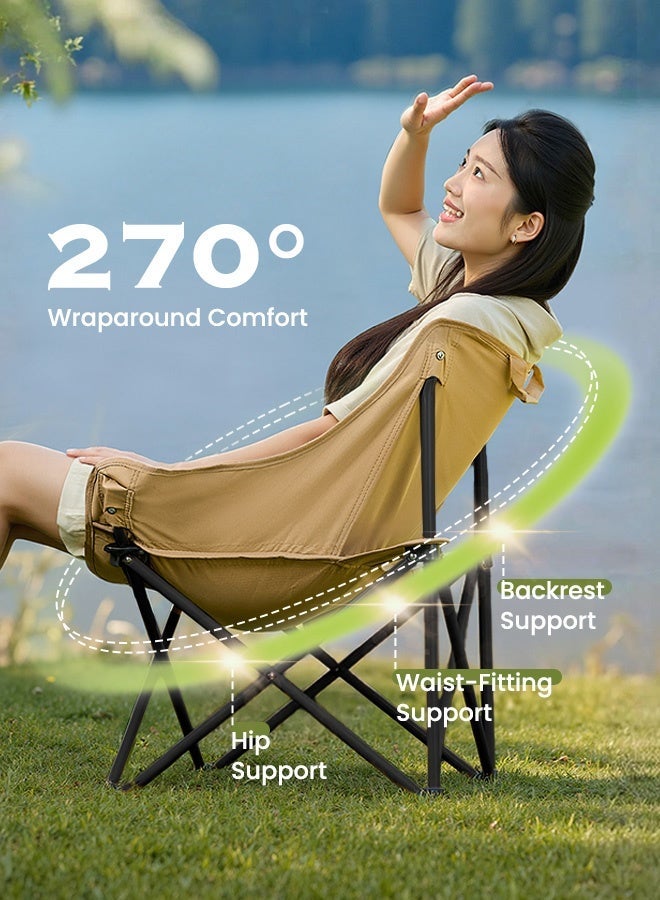 hibobi 1PCS Outdoor Folding Camping Chair, Portable Travel Chair, Beach Chair with Thick Padded Seat, 150KG Load Capacity, Ideal for Camping, Picnic and Fishing - Image 5