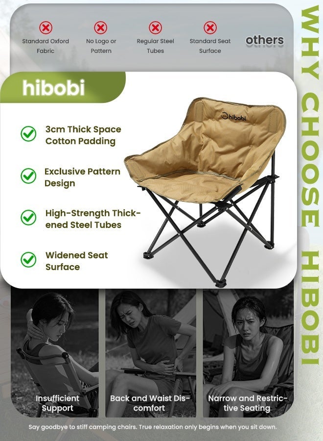 hibobi 1PCS Outdoor Folding Camping Chair, Portable Travel Chair, Beach Chair with Thick Padded Seat, 150KG Load Capacity, Ideal for Camping, Picnic and Fishing - Image 2