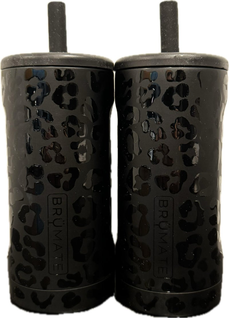 BrÃ¼Mate Brumate 12 oz. Straw Tumbler 2-Pack, Onyx Leopard (Black on Black) - Image 3