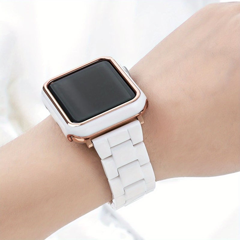 White Resin Rose Shell 2pc Set Watch Cover With Rose Gold Frame PC Hard Protective - Image 3
