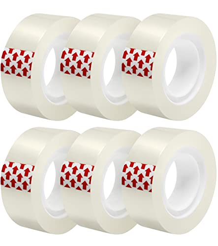 GIBIBU 6 Rolls Transparent Tape Refills, Clear Tape Dispenser Refill Rolls, Glossy Gift Wrap Tapes for Office, School, Home, 3/4 x 1000 Inches - Image 1