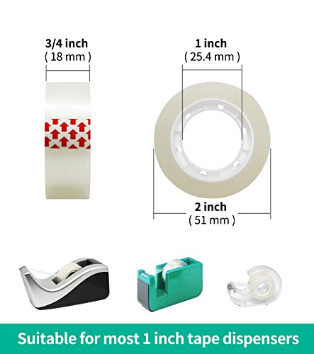GIBIBU 6 Rolls Transparent Tape Refills, Clear Tape Dispenser Refill Rolls, Glossy Gift Wrap Tapes for Office, School, Home, 3/4 x 1000 Inches - Image 2