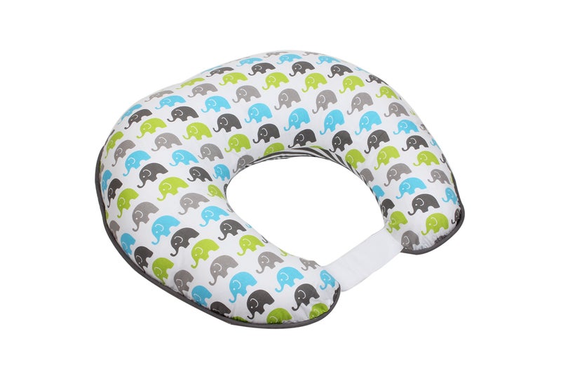 Bacati - Elephants Aqua/Lime/Grey Nursing Pillow Cover Ultra-Soft 100% Cotton Fabric in a Fashionable Two-Sided Design, Fits All Hugster Nursing Pillows and Positioners - Image 4