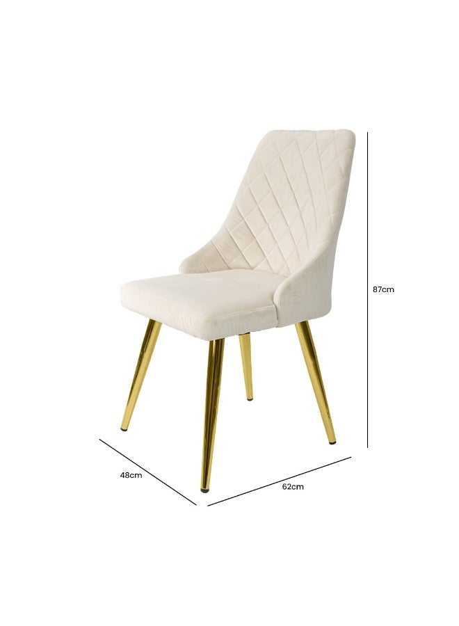 VANITY LIVING Dining Table Set 6 Seater – Davos Gold Large with Milan Cream Velvet Gold Chairs, Modern Rectangular Tempered Glass Top & Stainless Steel Gold Base – Elegant Dining Room Furniture - Image 5