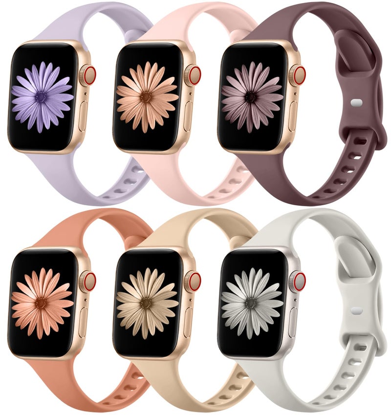 Lerobo Slim Band Compatible with Apple Watch Series 9, 8, 7, 6, 5, 4, 3, 2, 1 - Waterproof Silicone Replacement for iWatch Bands Available - Image 1