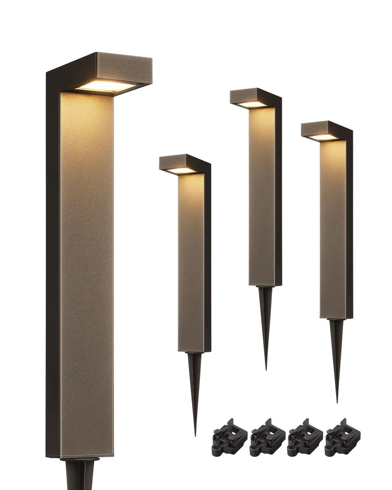 EDISHINE Low Voltage Pathway Lights Wired, 3000K 3.2W 50,000Hrs Waterproof LED Outdoor Landscape Lighting with Connectors, 12V Modern Cast-Aluminum Landscape Path Lights for Walkway Garden, 4 Pack - Image 1