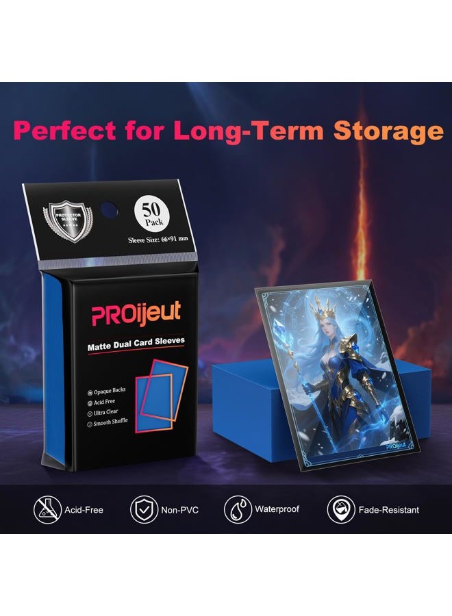 Proijeut 200 Pack Card Sleeves, Matte Dual Trading Card Sleeves with Opaque Back & Smooth Shuffle, Tear Resistant Card Protectors Sleeves for MTG, TCG, Sports Cards, Game Cards (Wisdom Blue) - Image 4