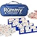 Doublefan Mini Rummy Cube Game Mini Size Rummy Set with Portable Canvas Bag Small Travel Board Game for Adult and Kids160 Tiles 6 Playing Rack 1 Dice 26 Players - Image 2