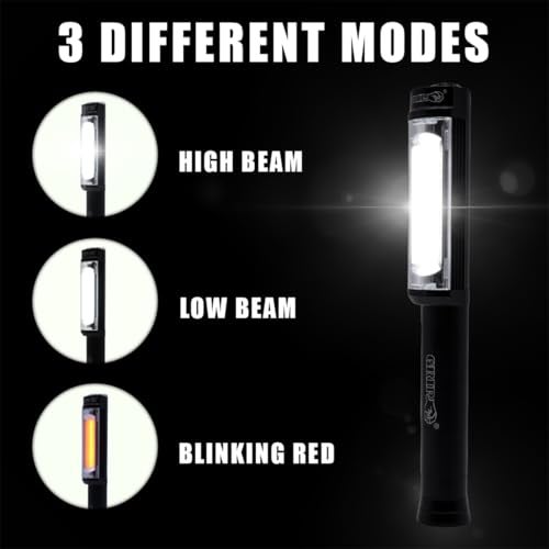 Grip Wide Beam COB Pen Light - 3 Modes: 400 Lumens, 160 Lumens, Blinking Red - Magnetic Bottom - Home, Garage, Workshop - Image 2