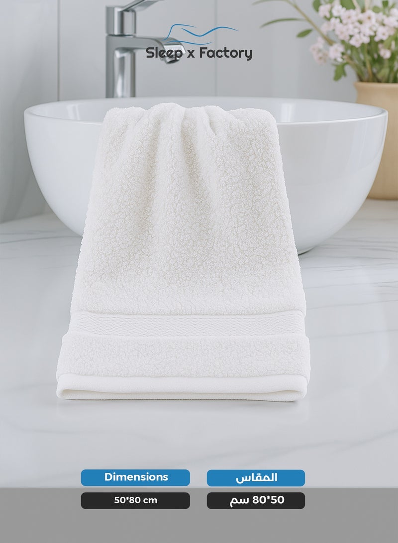 Sleep x Factory White Hand Towel – 100% Cotton, Soft & Absorbent – 50x80 cm - Image 3
