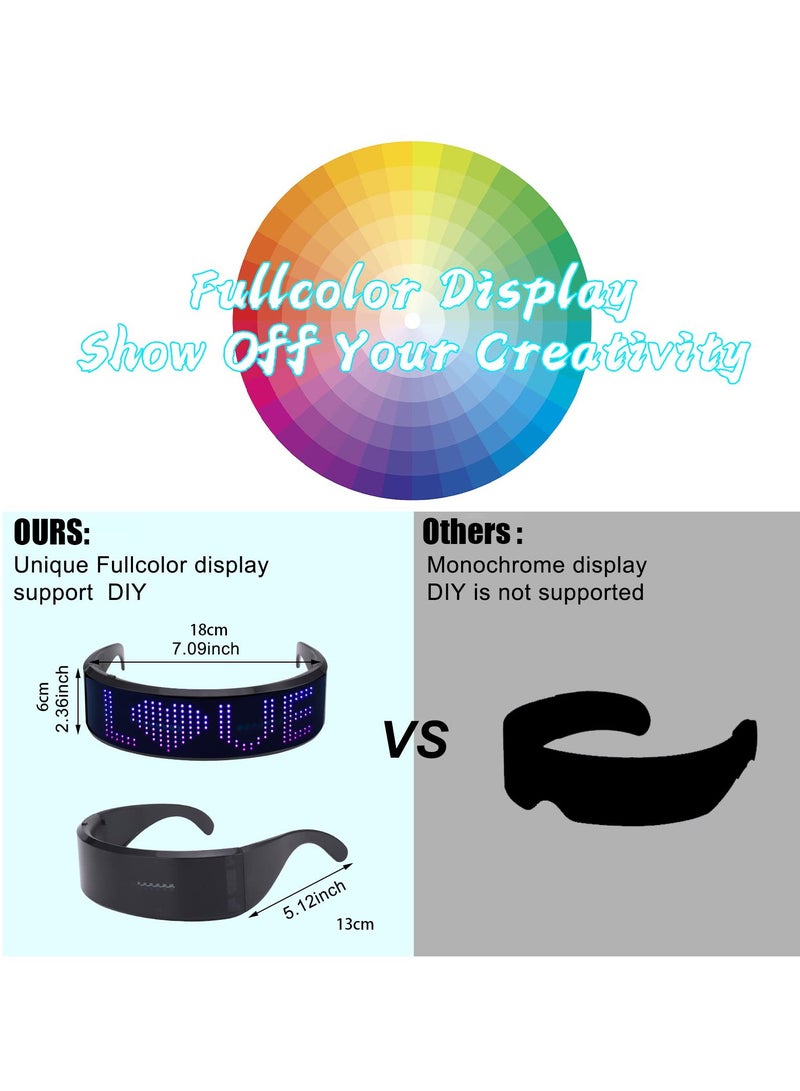LED Customizable Bluetooth Glasses APP Control LED Display Smart Glasses for Festivals Raves Birthday Costumes - Image 4