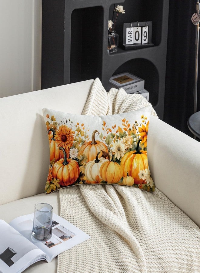 TAJWE Fall Pumpinks Pillow Covers 12x20 Set of 2 Autumn Floral Farmhouse Decoration Thanksgiving Lumbar Cushion Cases for Home Sofa Couch Decor - Image 4