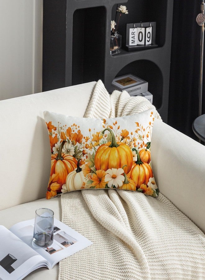 TAJWE Fall Pumpinks Pillow Covers 12x20 Set of 2 Autumn Floral Farmhouse Decoration Thanksgiving Lumbar Cushion Cases for Home Sofa Couch Decor - Image 5