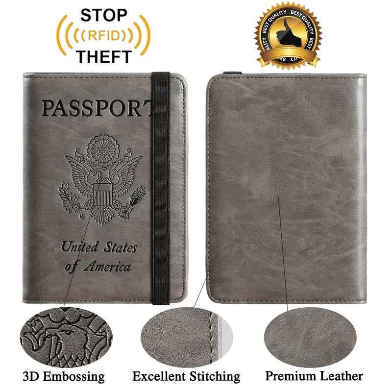PASCACOO Passport Holder Cover Wallet Travel Essentials RFID Blocking Leather Card Case International Must Haves Travel Accessories for Women Men(101#Coffee Grey) - Image 2