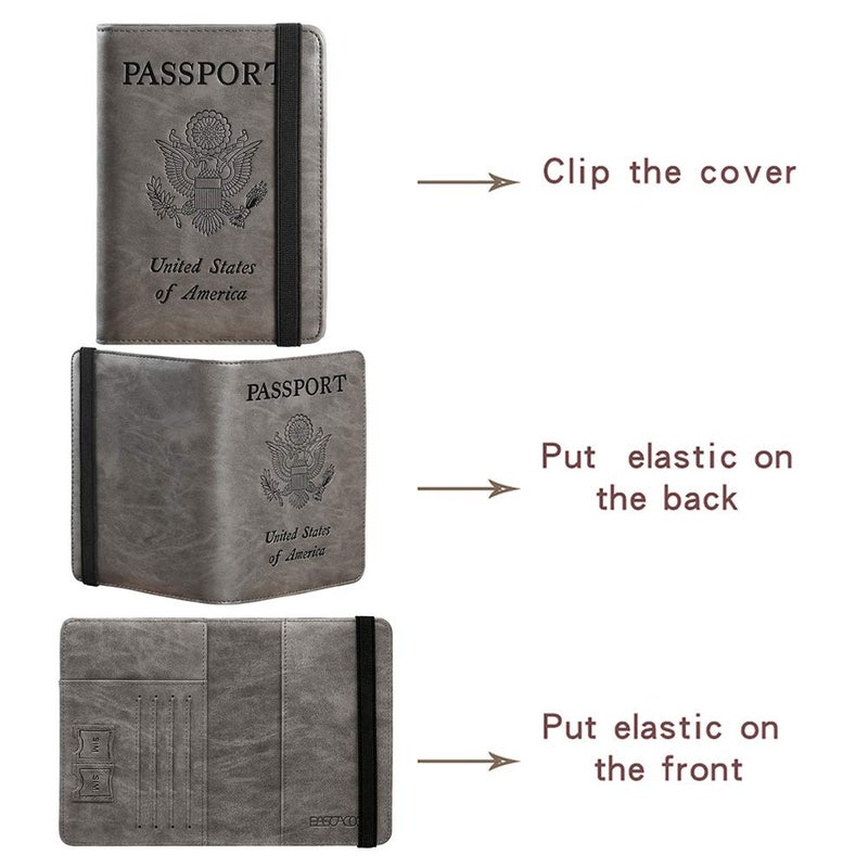 PASCACOO Passport Holder Cover Wallet Travel Essentials RFID Blocking Leather Card Case International Must Haves Travel Accessories for Women Men(101#Coffee Grey) - Image 5