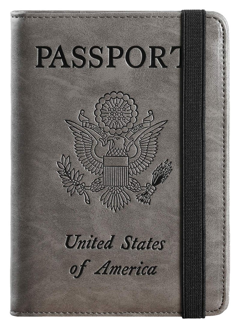PASCACOO Passport Holder Cover Wallet Travel Essentials RFID Blocking Leather Card Case International Must Haves Travel Accessories for Women Men(101#Coffee Grey) - Image 1