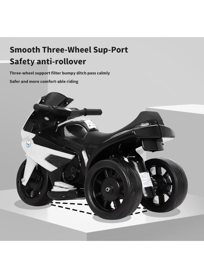 AS 6V Battery Powered Kids Electric Motorcycle with LED Headlights, Music, Pedal, Spring Suspension System, 3 Wheels, Gift for Boys and Girls - Image 4