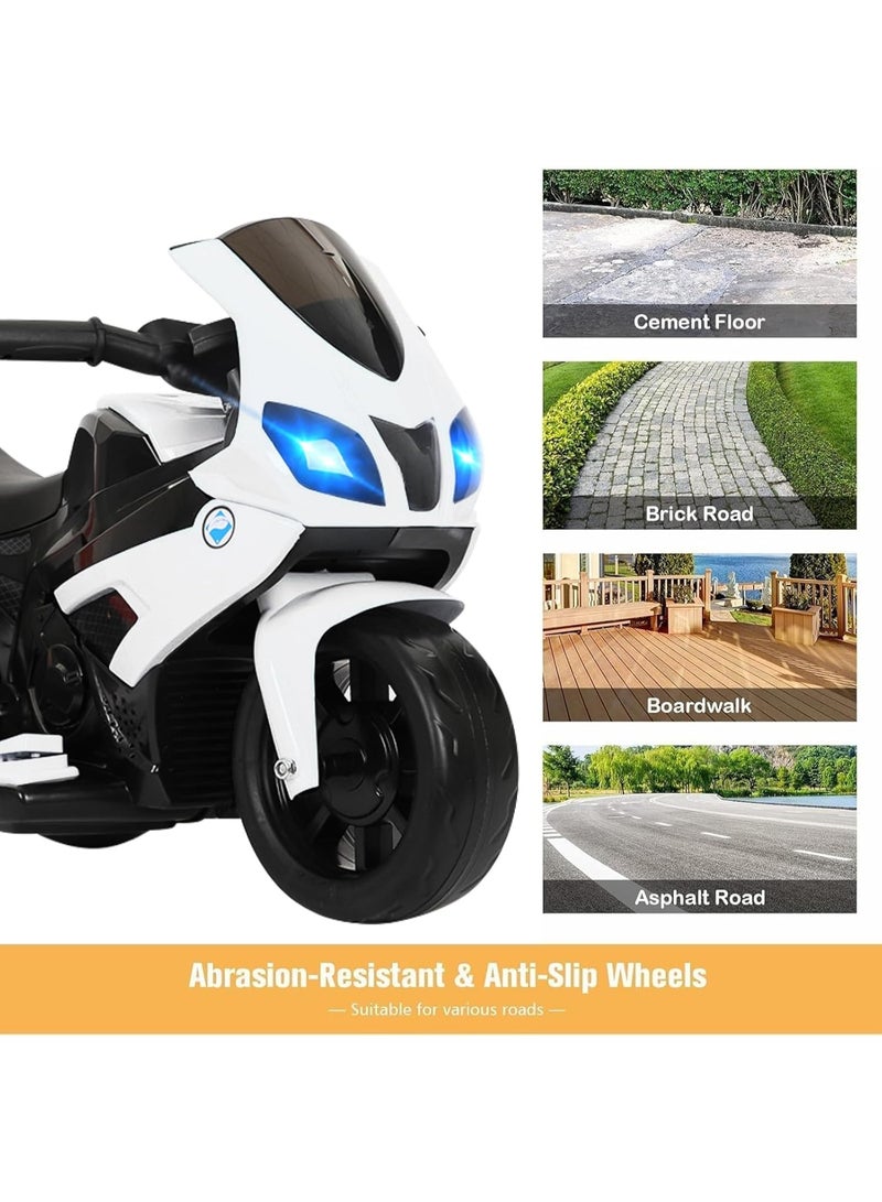 AS 6V Battery Powered Kids Electric Motorcycle with LED Headlights, Music, Pedal, Spring Suspension System, 3 Wheels, Gift for Boys and Girls - Image 3