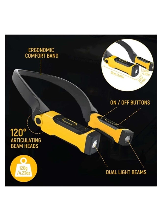 Rechargeable Work Light - 200 Lumens High Brightness Neck Reading Light, Portable Emergency LED Flashlight, 2 Light Modes, Perfect for Mechanics, Outdoor, Camping, Hunting, USB Charging, ABS Material, Matte Finish, 20m Range, Spotlight Functionality, Non-Waterproof, Mechanic Lighting Gear | Versatile LED Flashlight | USB Rechargeable Light - Image 2